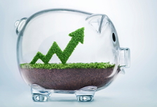 Growing savings arrow graph concept